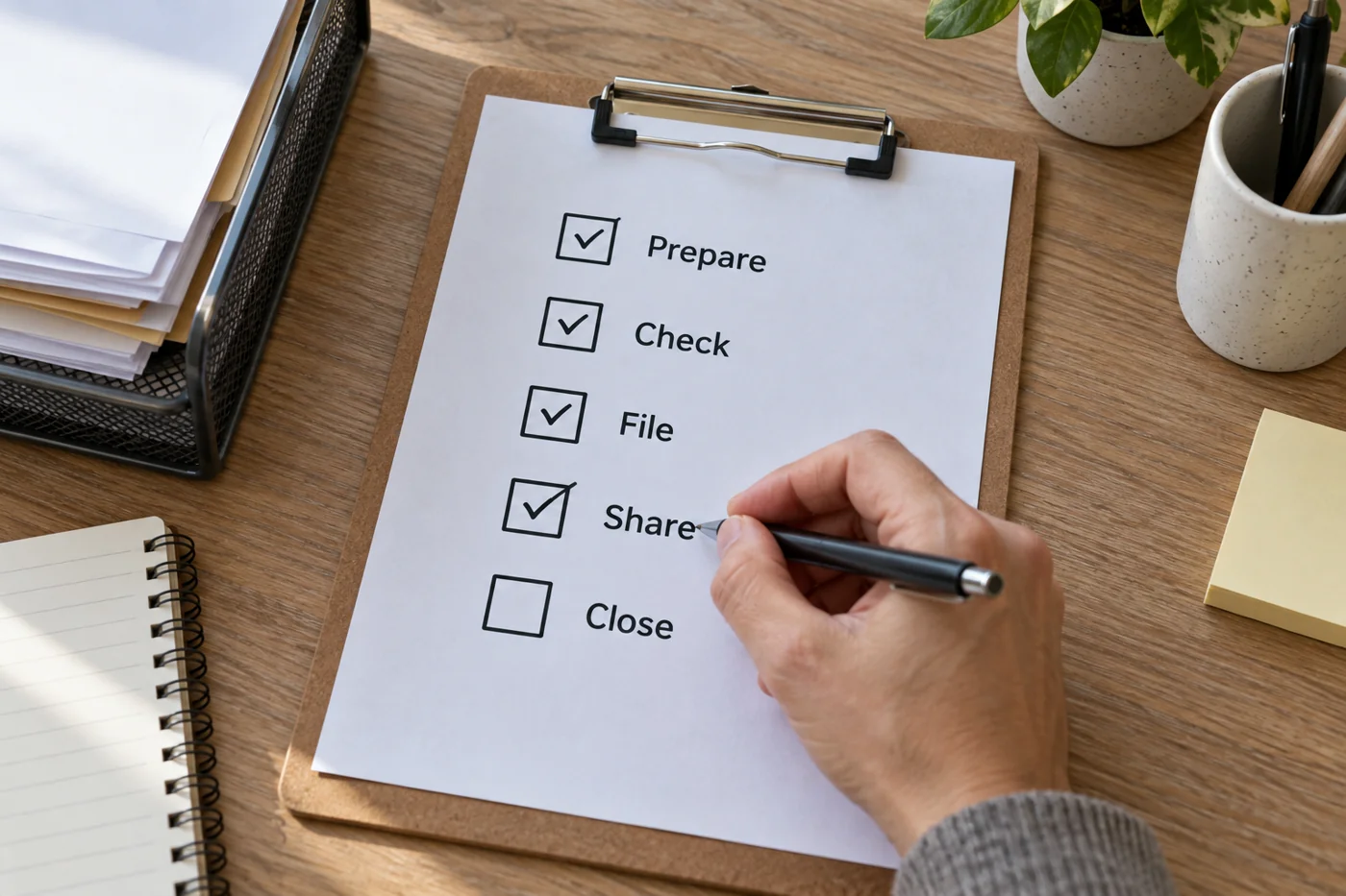 Illustrative example: Checklist for recurring office tasks.