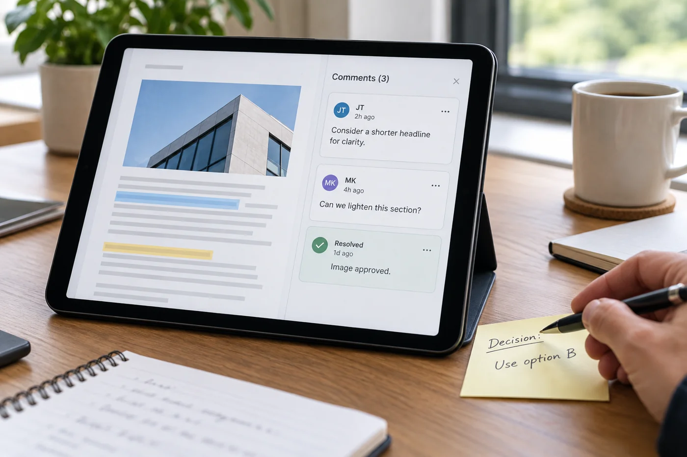 Illustrative example: Document comments with a recorded decision.