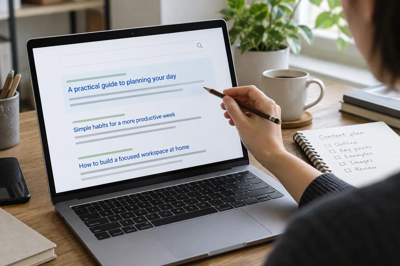 Illustrative example: Drafting a page title and search description.
