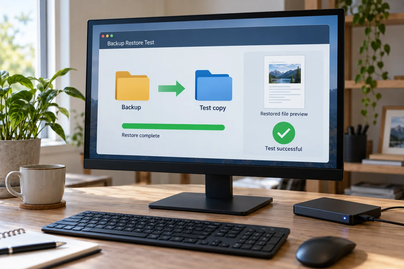Illustrative example: Restoring a backup into a separate test copy.