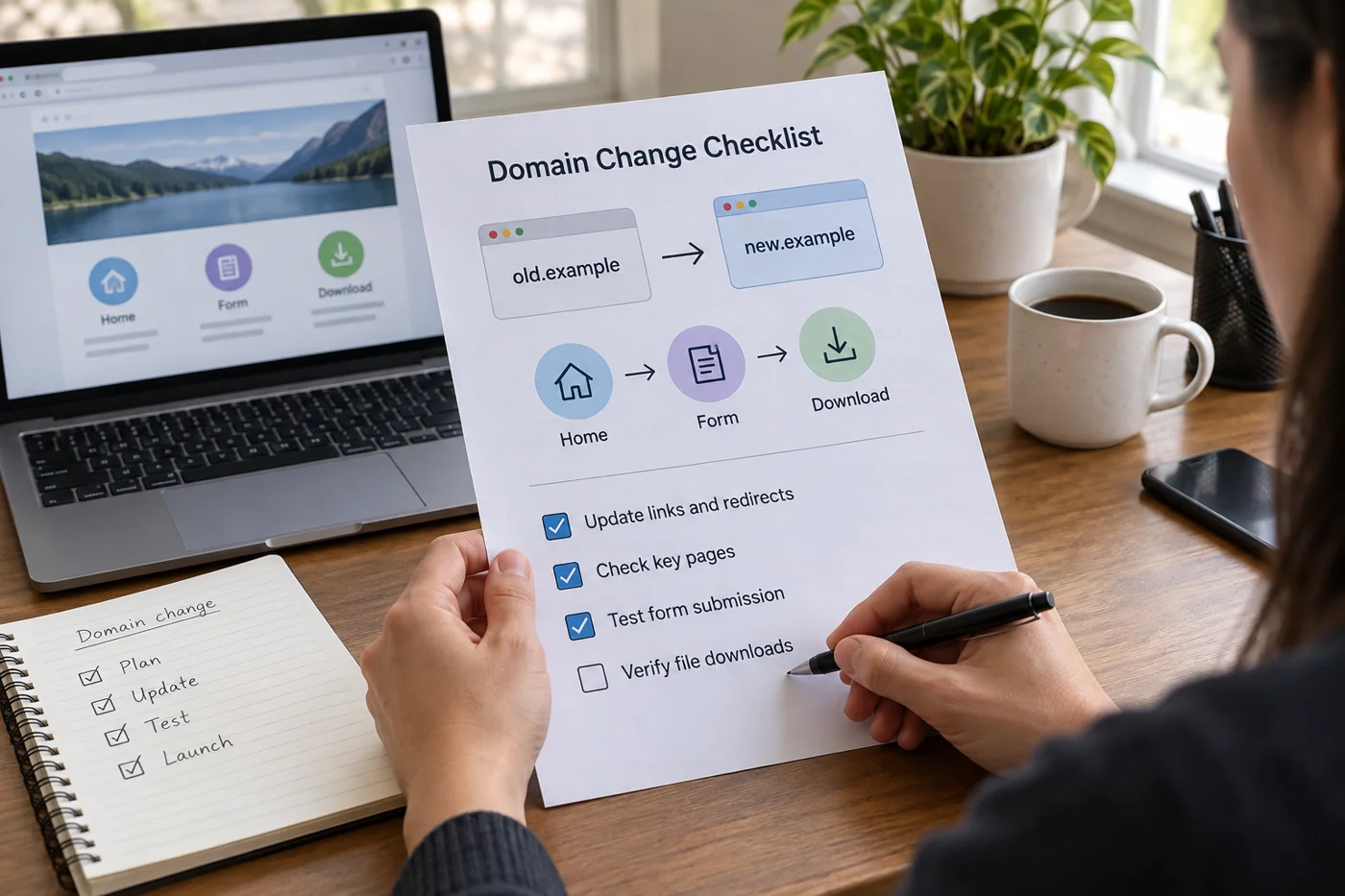Illustrative example: Checking main website journeys after a domain change.