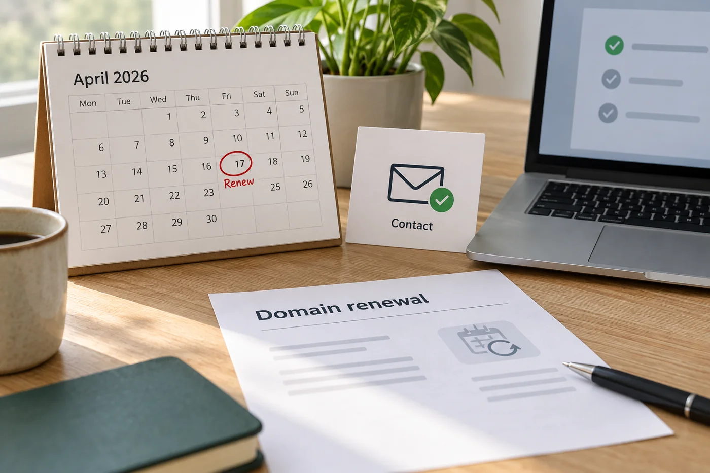 Illustrative example: Checking domain renewal and contact details together.