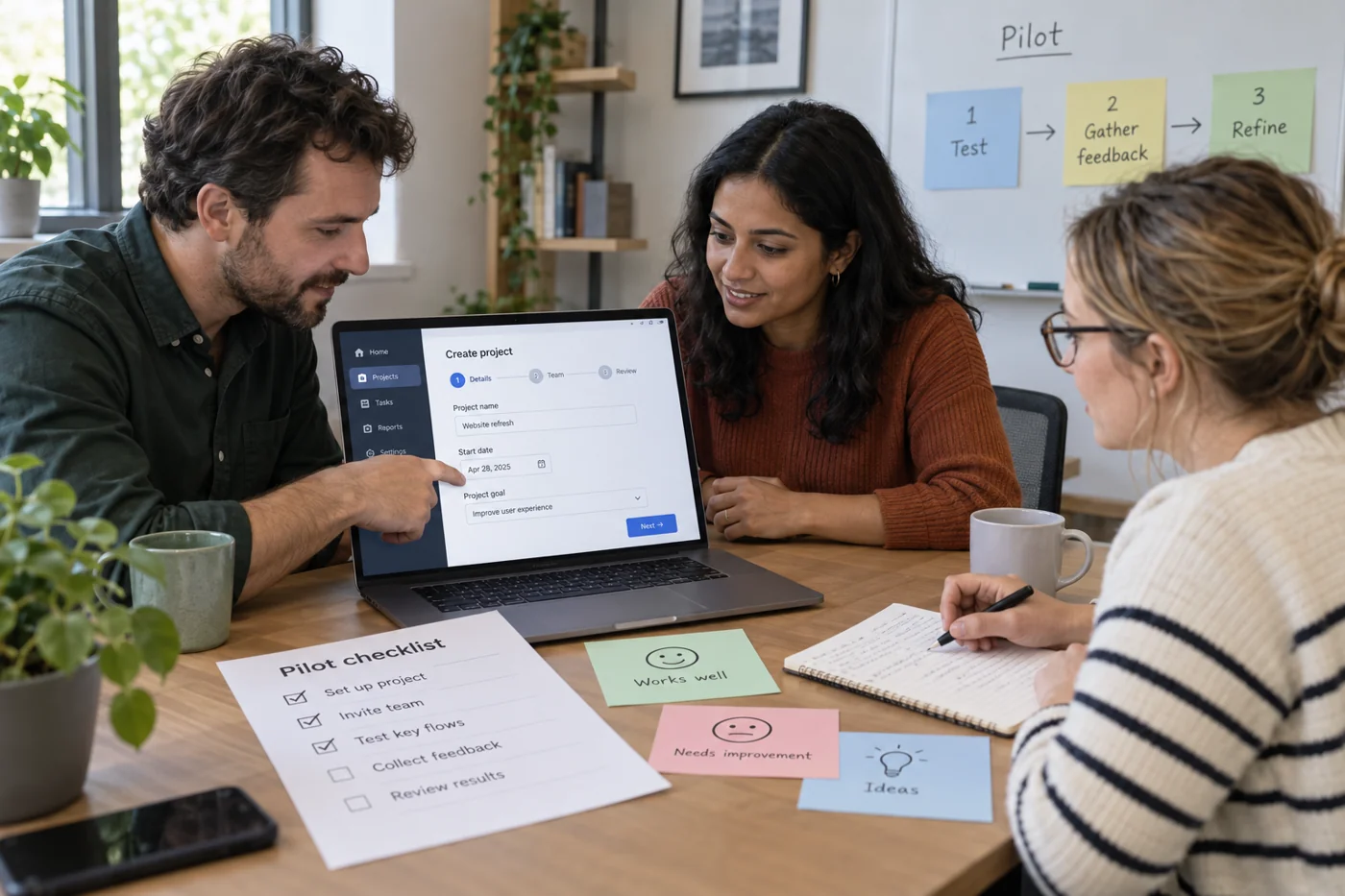 Illustrative example: Small pilot group testing a new workflow.