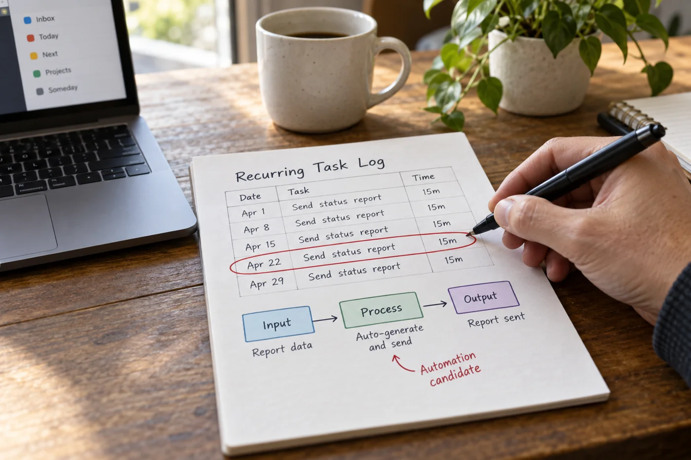 Illustrative example: Selecting a recurring task as an automation candidate.